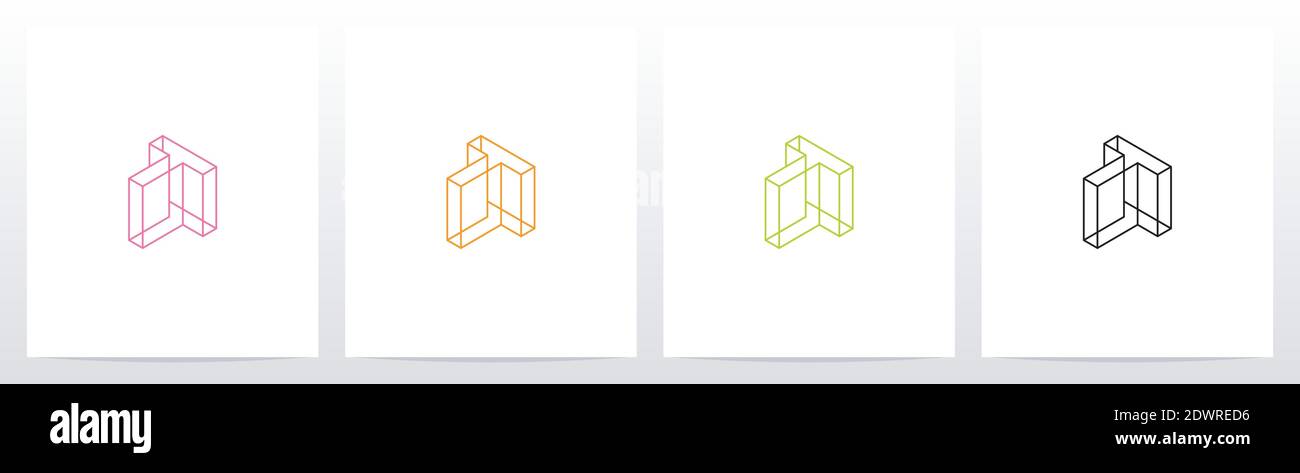 Kubisches Drahtmodell Buchstabe Logo Design T Stock Vektor