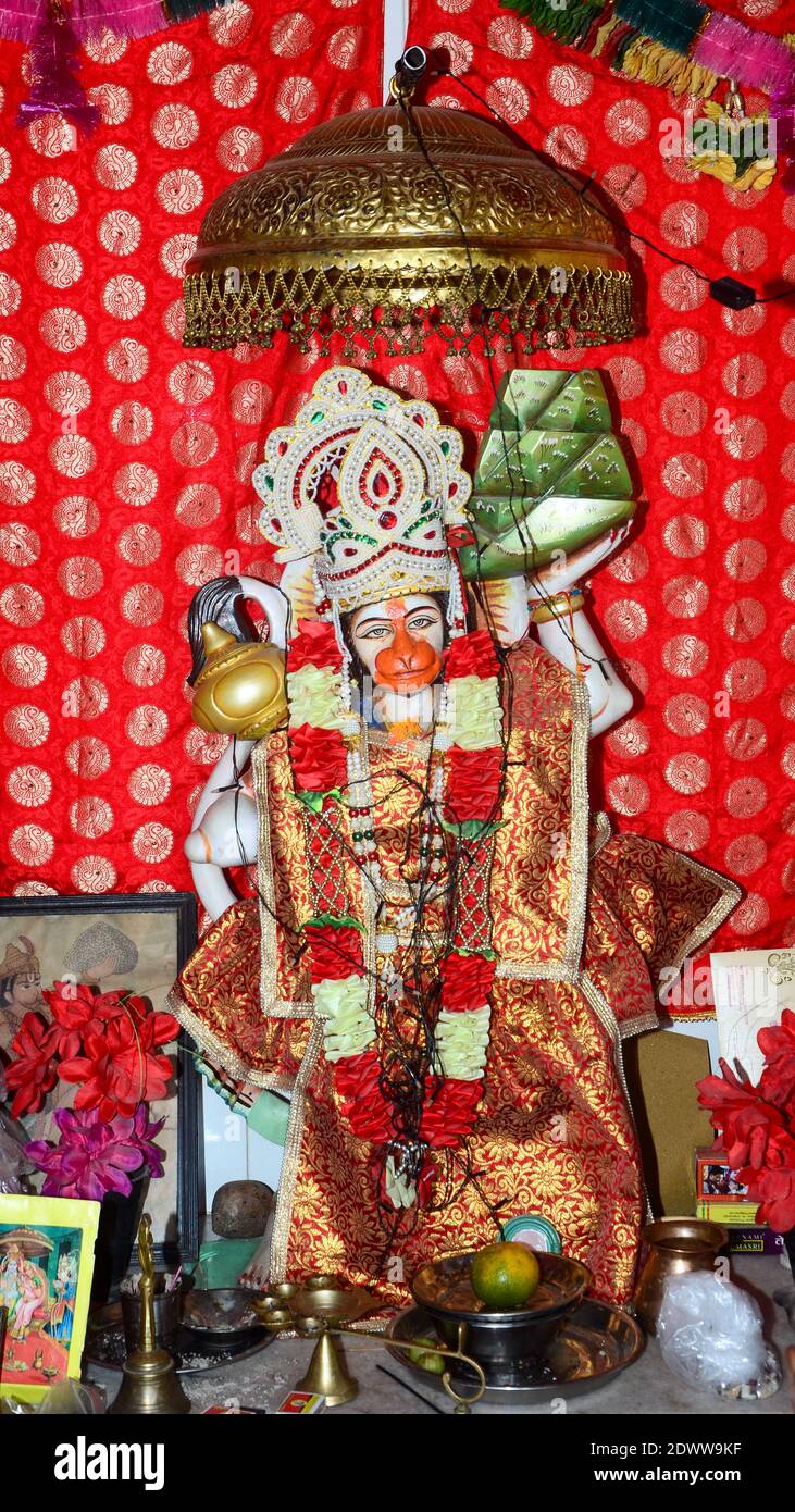 Schöne Aussicht auf das Idol von Hanuman Ji Maharaj in Indien Stockfoto