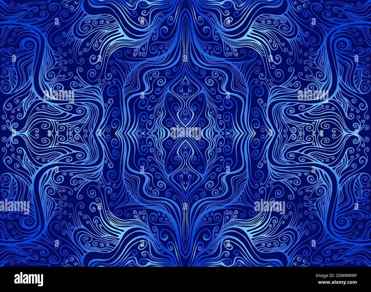 Vintage Psychedelische Tripy Bunte Fraktale Muster Farbverlauf Blau Cyan Umriss Isoliert Auf Dunkelblauen Farben Stock Vektorgrafik Alamy