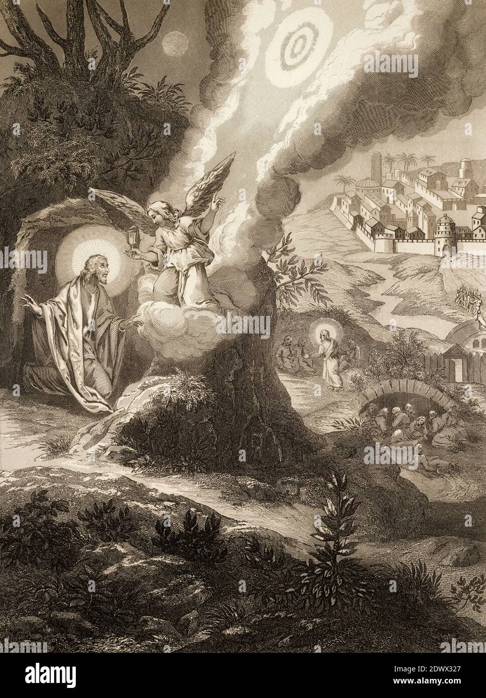 Die Qual im Garten Gethsemane, Neues Testament, Stahlstich 1853