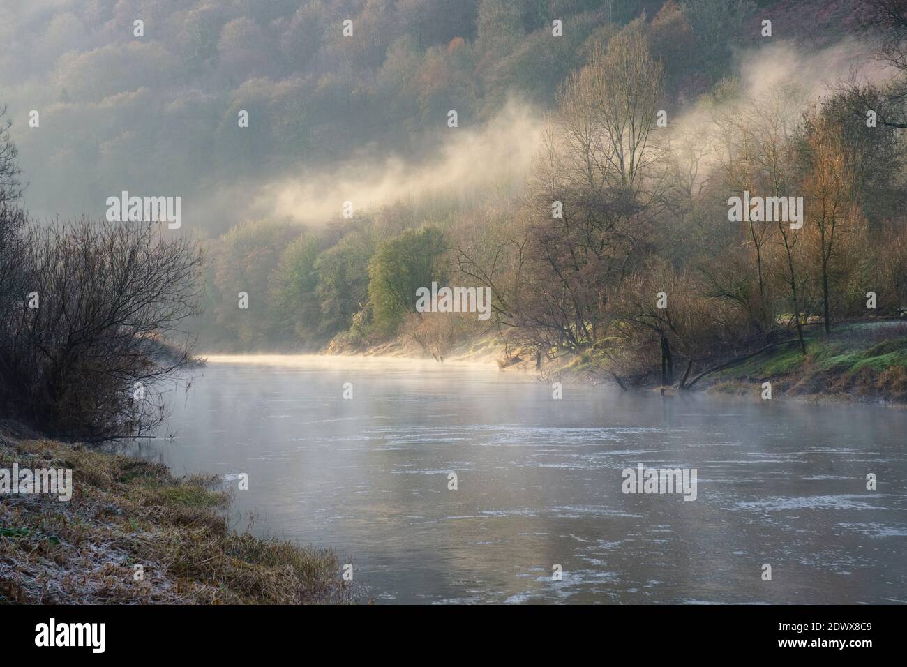 Der Fluss Wye bei Brockweir. Stockfoto