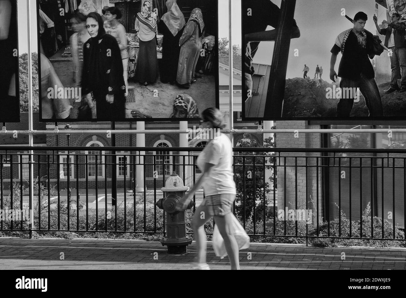 Öffentliche Fotografie, Kunstausstellung. Teil des alljährlichen Look3 Festivals der Fotografie. Stadtzentrum Charlottesville. Virginia. USA Stockfoto