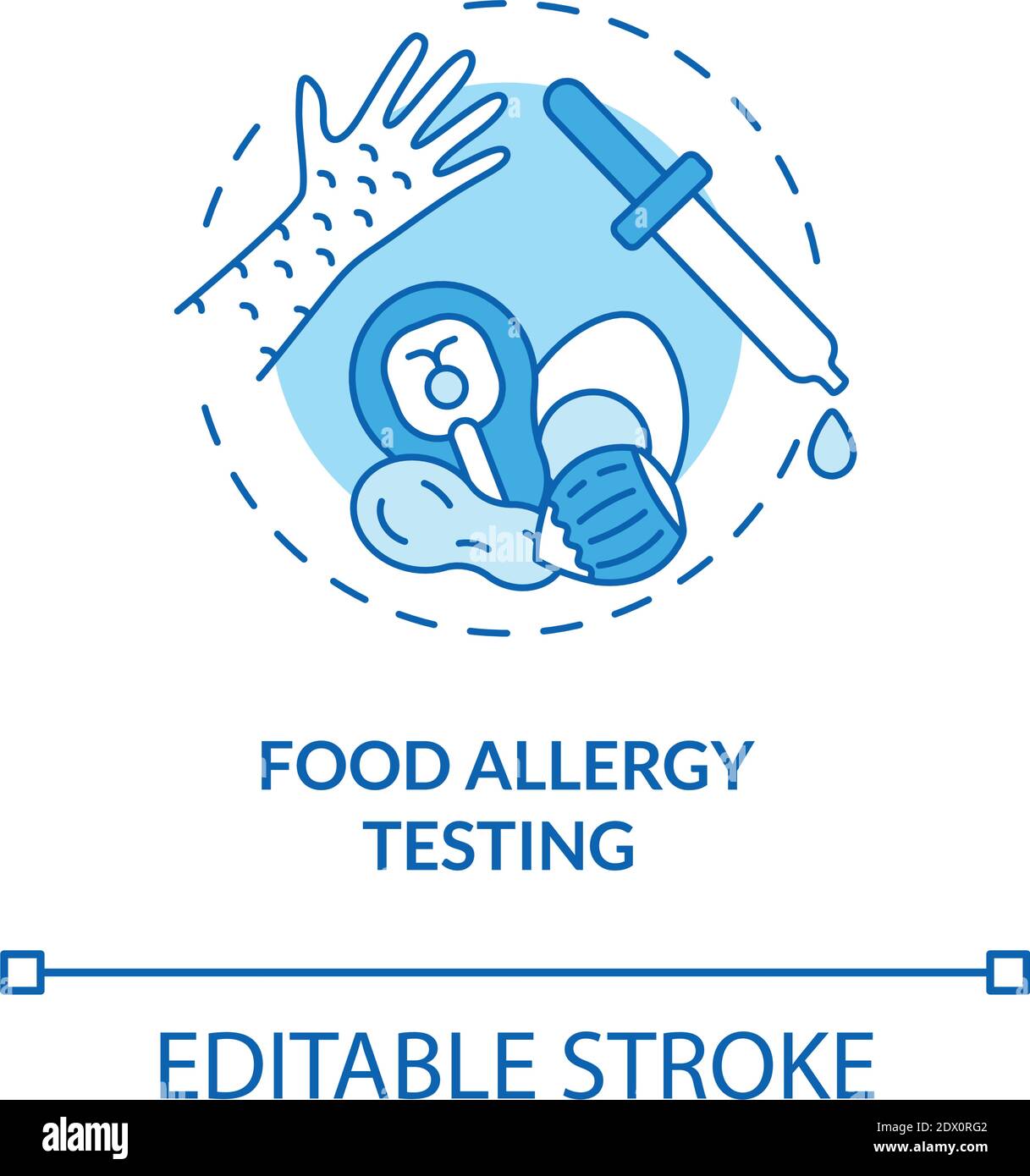 Symbol für das Konzept für Allergietests bei Lebensmitteln Stock Vektor
