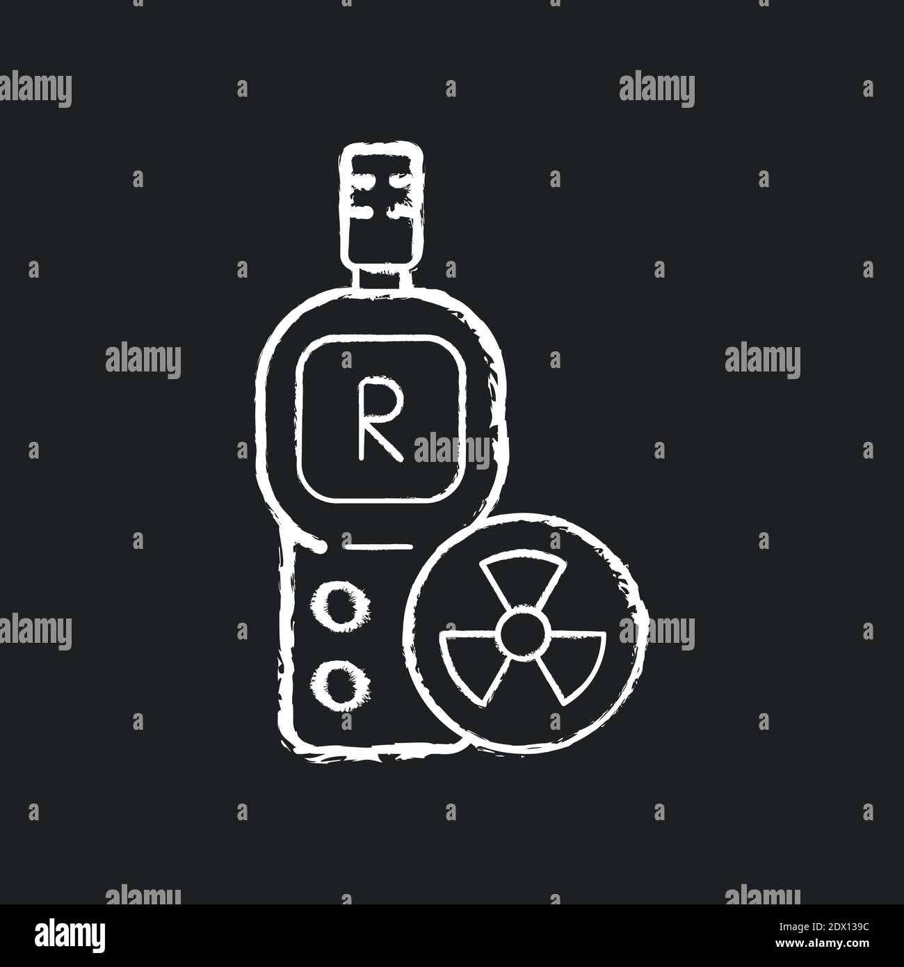 Strahlungsdosimeter Kreide weißes Symbol auf schwarzem Hintergrund Stock Vektor
