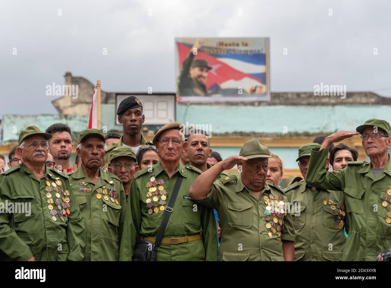 Kubanische Helden während der 'Caravana de la Victoria', Santa Clara, Kuba-6. Januar 2019 Stockfoto