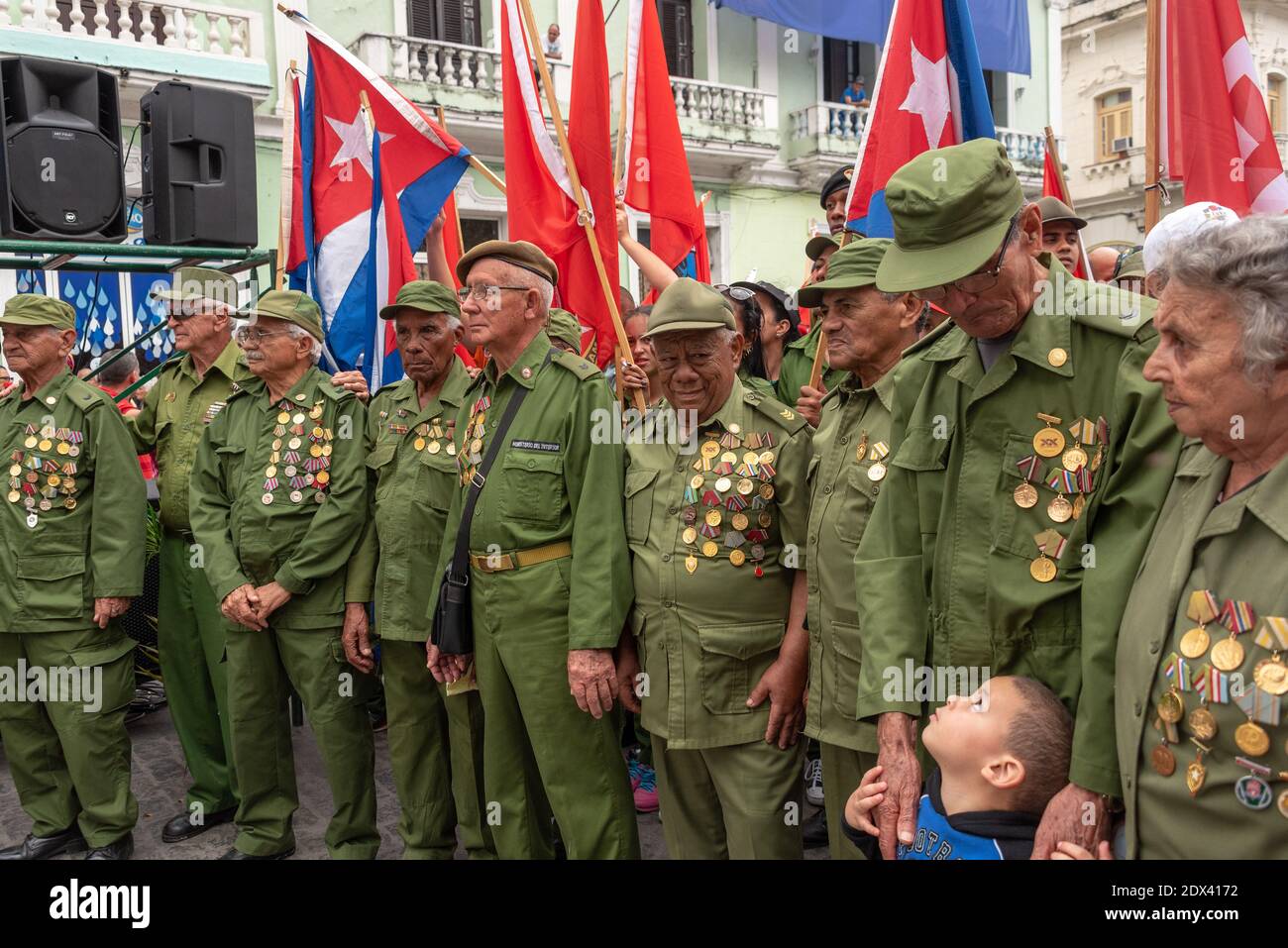 Kubanische Helden während der 'Caravana de la Victoria', Santa Clara, Kuba-6. Januar 2019 Stockfoto