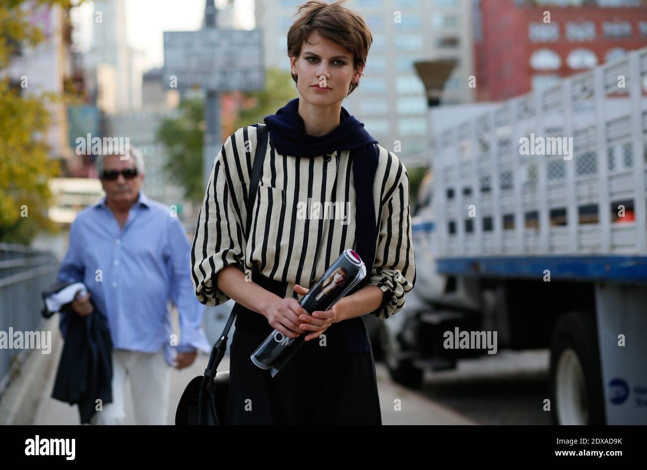 Street style, Street beauty, Saskia De Brauw, Modell, Model off Duty, während der Mercedes-Benz Fashion Week Spring-Summer 2015, New York City, NY, USA am 7. September 2014. Foto von Sophie Mhabille/ABACAPRESS.COM Stockfoto