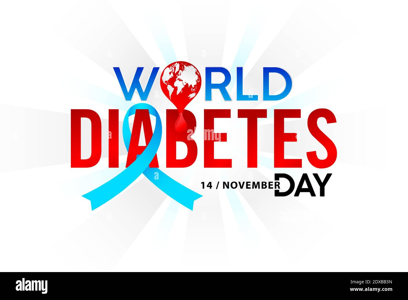 Welt Diabetes Tag, 14 November Kampagne oder Feier Tag, anwendbar für Poster, Flyer, Banner Hintergrunddesign mit Typografie Text-Effekt, blau Stock Vektor