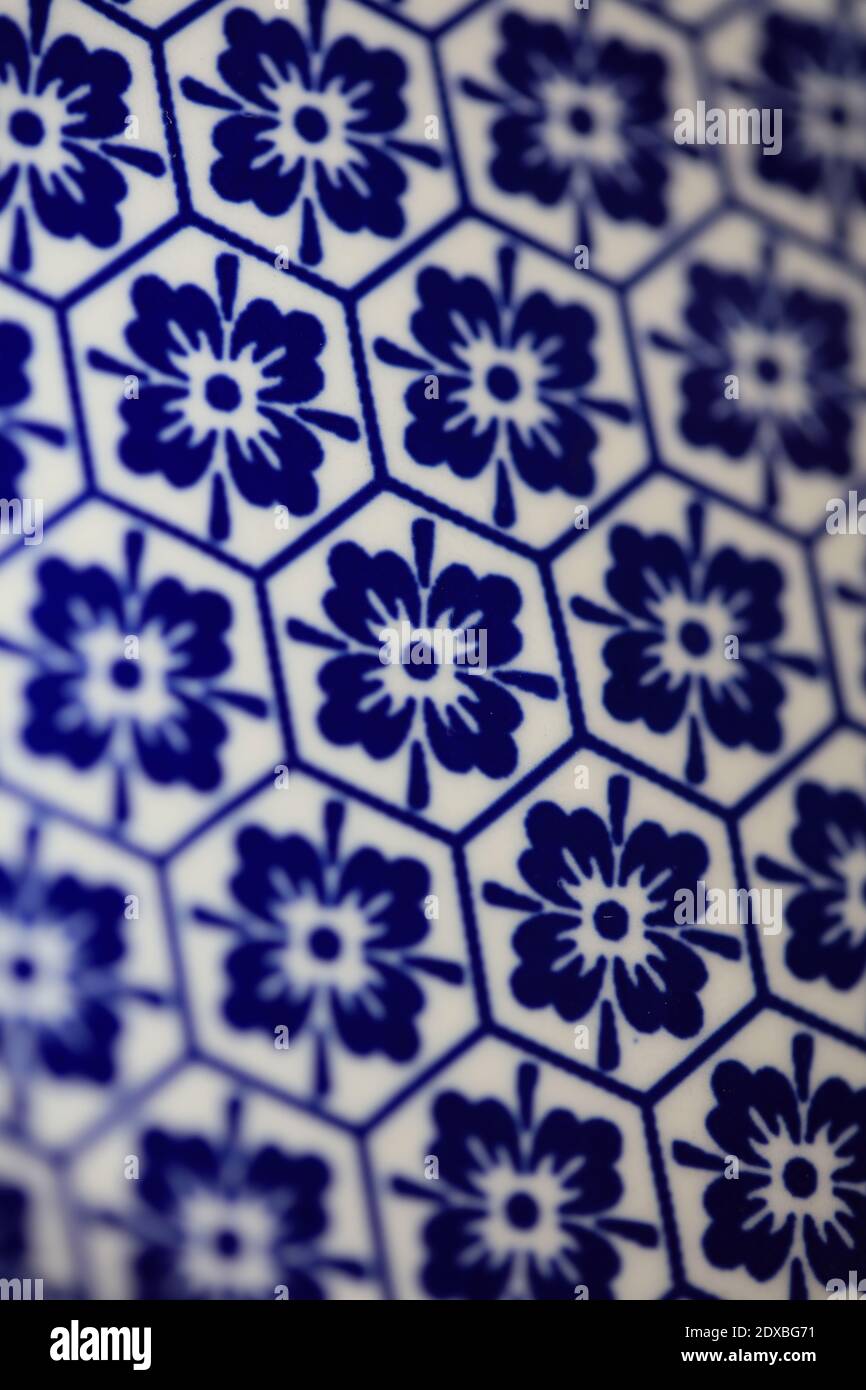 Blau und weiß Blumen Muster Makro Hintergrund fünfzig Megapixel druckt Stockfoto