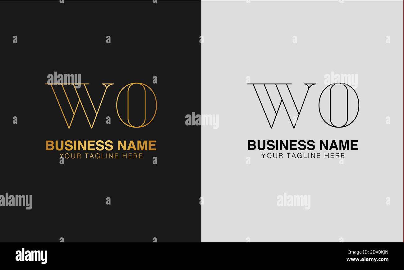 WO W O anfängliche abstrakte moderne minimal kreative Logo, Vektor-Vorlage Bild. Luxus-Logo, Logo, anfängliche Logo. Stock Vektor