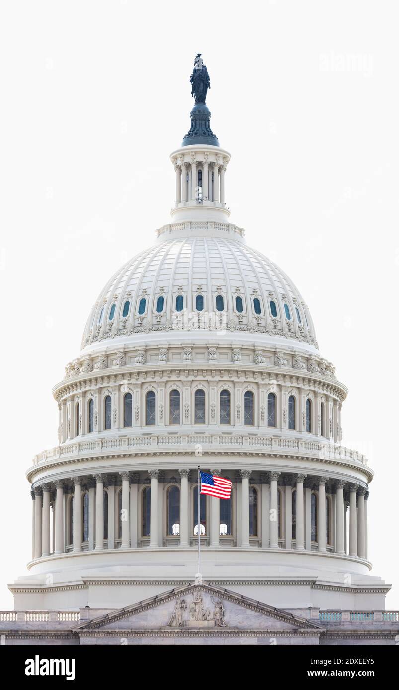 USA, Washington DC, Dome of United States Capitol gegen klaren weißen Himmel Stockfoto