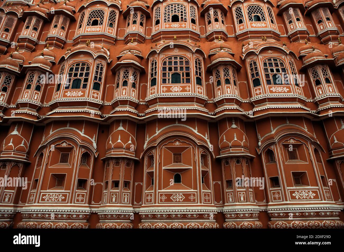 Ein Teil Hawa Mahal, ein kulturelles Erbe in Jaipur, Rajasthan, Indien. Stockfoto