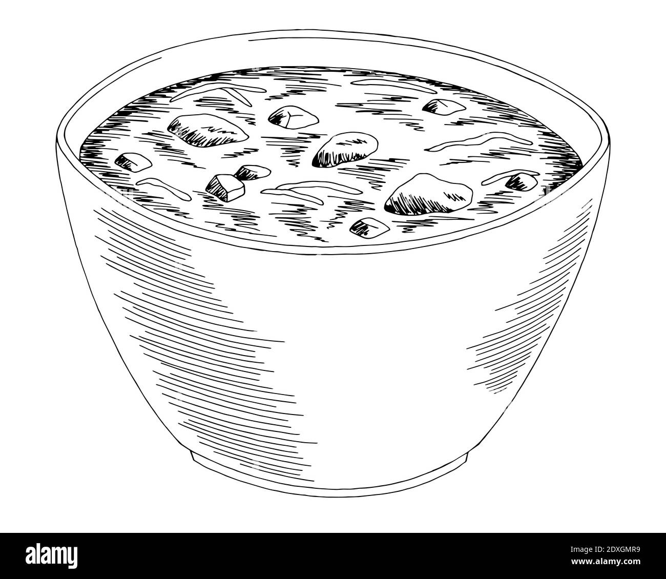 Suppe Grafik schwarz weiß Lebensmittel Skizze isoliert Illustration Vektor Stock Vektor