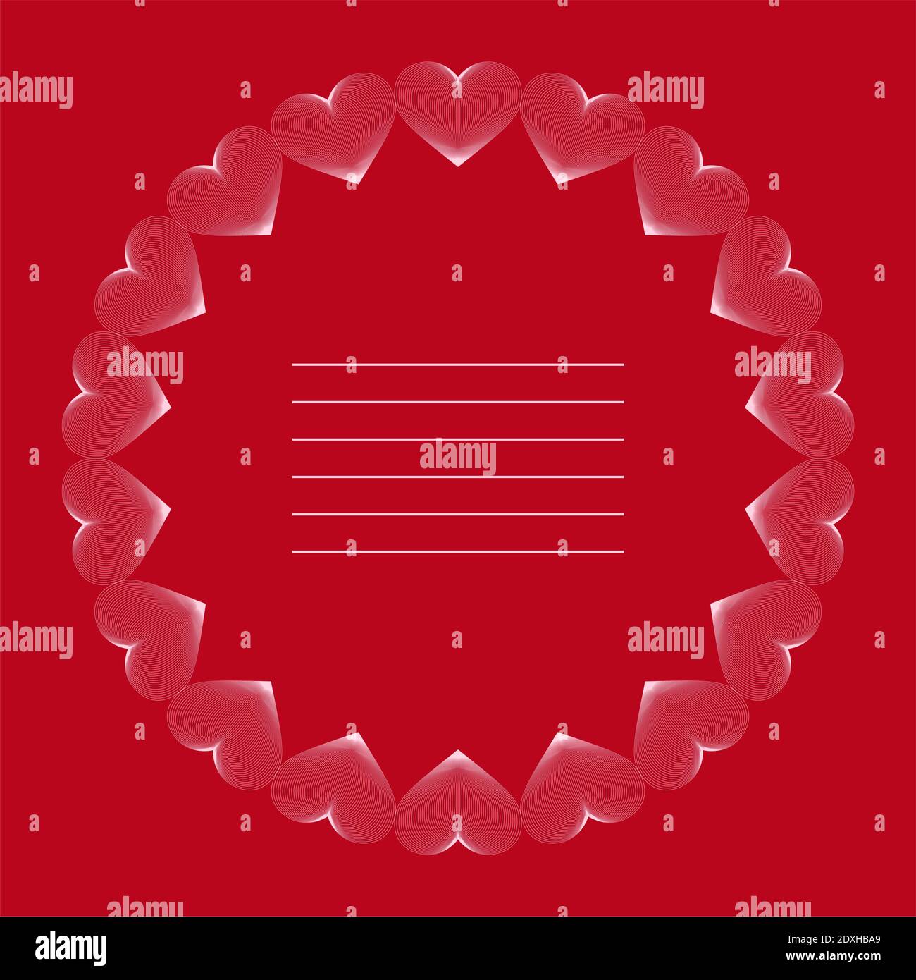 Vektor dekorative niedlichen Rahmen von weißen Herzen auf einem roten Hintergrund. Valentinstag. Liebe. Eine Vorlage für Postkarten, Einladungen. Stock Vektor