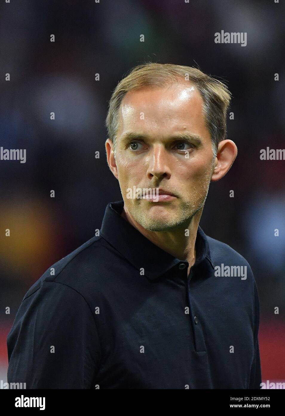 Datei Foto - Paris Saint-Germain Thomas Tuchel während der Ligue 1 Paris Saint-Germain (PSG) gegen Toulouse Fußballspiel im Parc des Princes Stadion in Paris, am 25. August 2019. PSG gewann 4:0. - der Trainer des Pariser Clubs PSG Thomas Tuchel wurde am Donnerstag, den 24. Dezember, entlassen. Der Vertrag des Pariser Reisebusses sollte im Juni 2021 in sechs Monaten enden. Foto von Christian Liewig/ABACAPRESS/Alamy Live News Stockfoto
