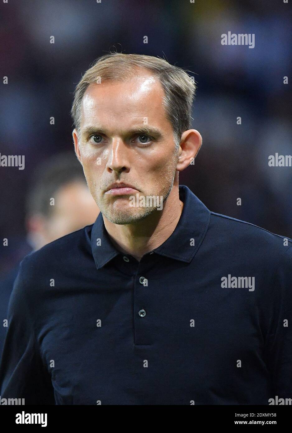 Datei Foto - Paris Saint-Germain Thomas Tuchel während der Ligue 1 Paris Saint-Germain (PSG) gegen Toulouse Fußballspiel im Parc des Princes Stadion in Paris, am 25. August 2019. PSG gewann 4:0. - der Trainer des Pariser Clubs PSG Thomas Tuchel wurde am Donnerstag, den 24. Dezember, entlassen. Der Vertrag des Pariser Reisebusses sollte im Juni 2021 in sechs Monaten enden. Foto von Christian Liewig/ABACAPRESS/Alamy Live News Stockfoto