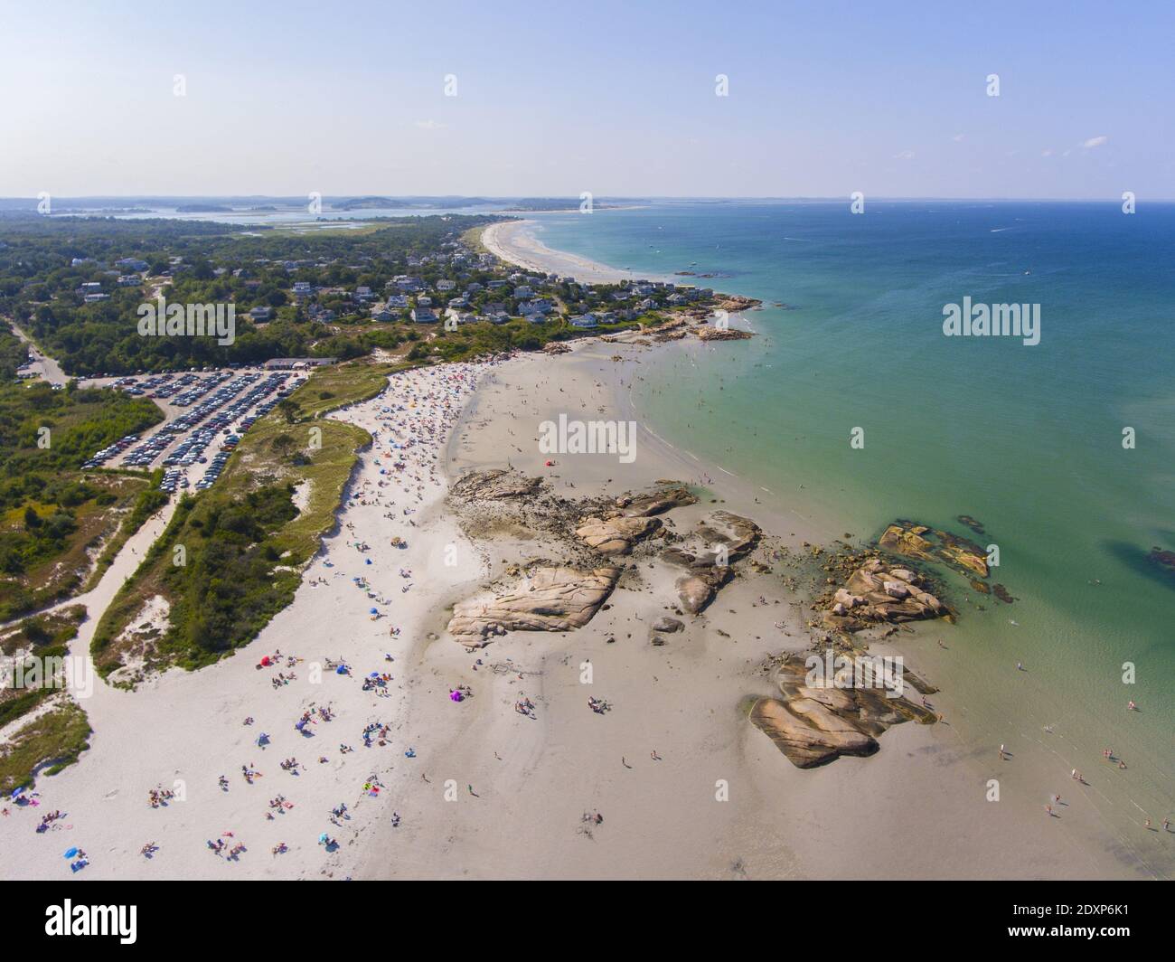 Wingaersheek Beach Luftaufnahme in Gloucester, Cape Ann, Massachusetts, MA, USA. Stockfoto