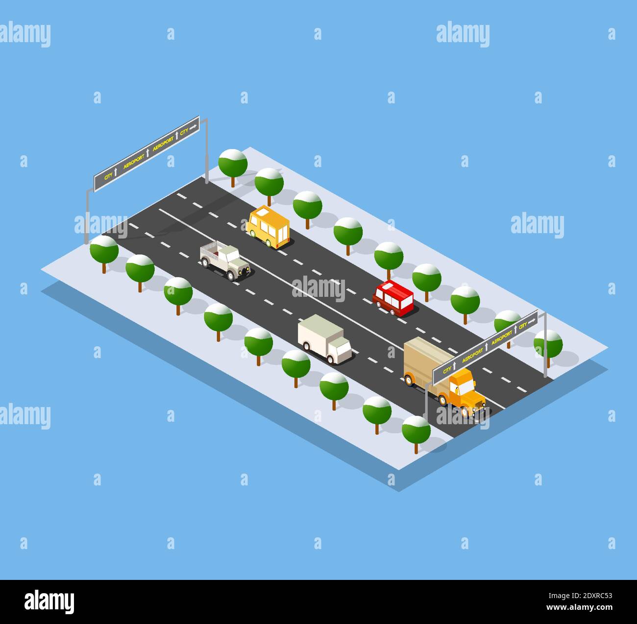 Perspektivische Winteransicht von oben Stock Vektor