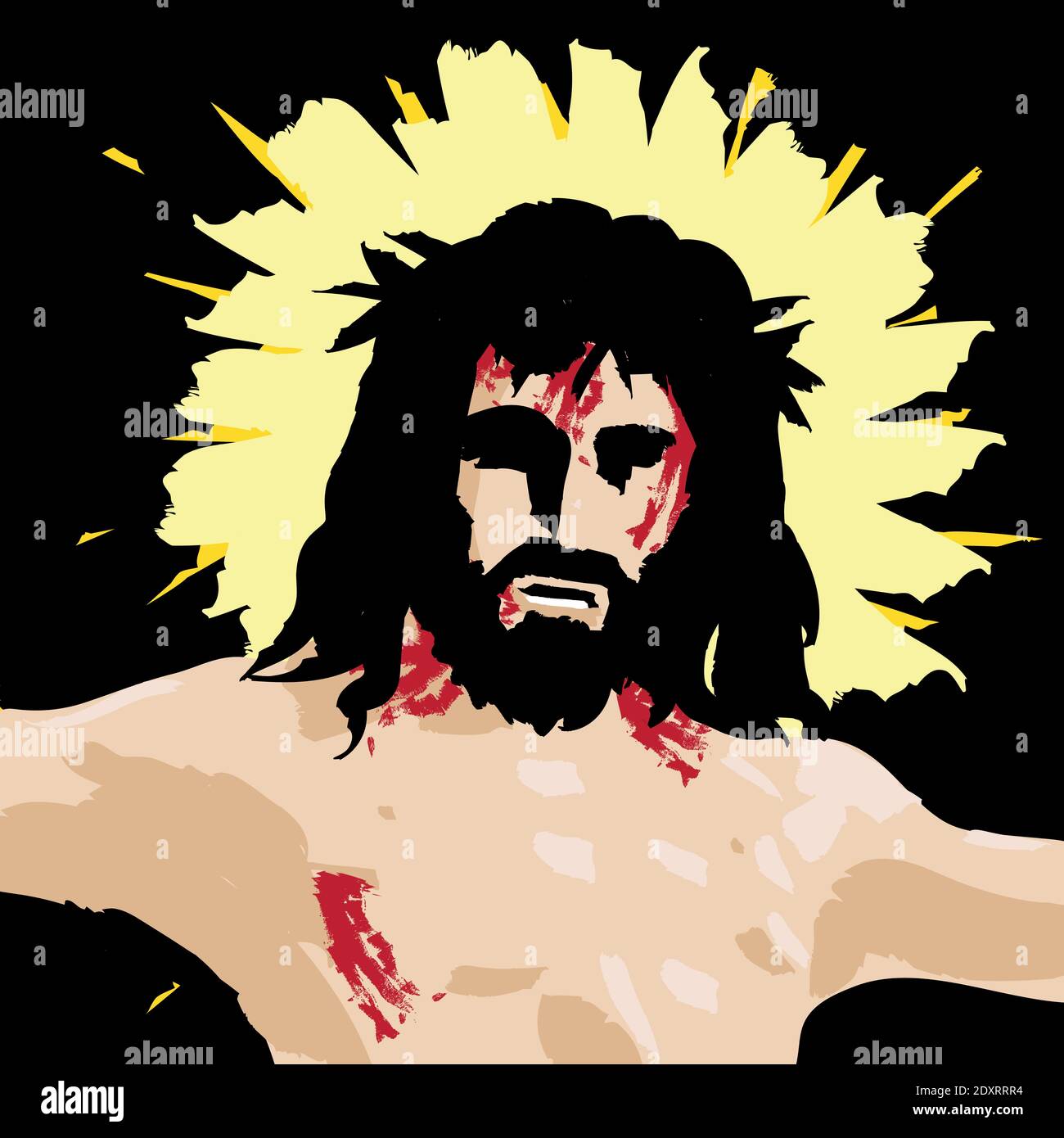 Gesicht von Jesus Christus gekreuzigt am Kreuz, Vektor-Illustration Stock Vektor