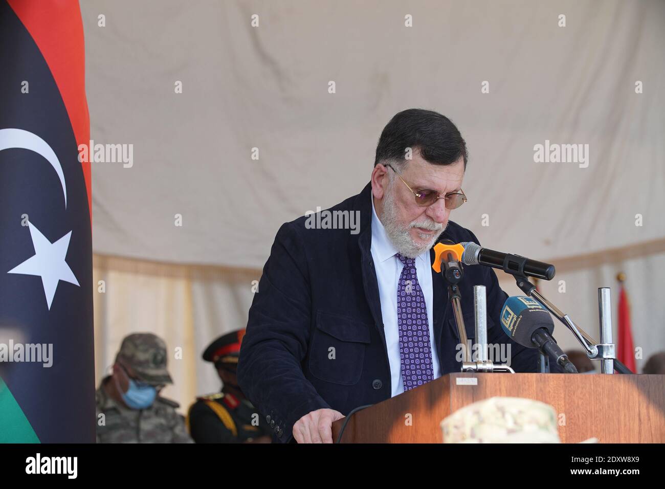 Tripolis, Libyen, 24. Dezember 2020, der Leiter des Präsidiums von Libyen Fayez al-Sarraj. Kredit: Hussein Eddeb/Alamy Live Nachrichten Stockfoto