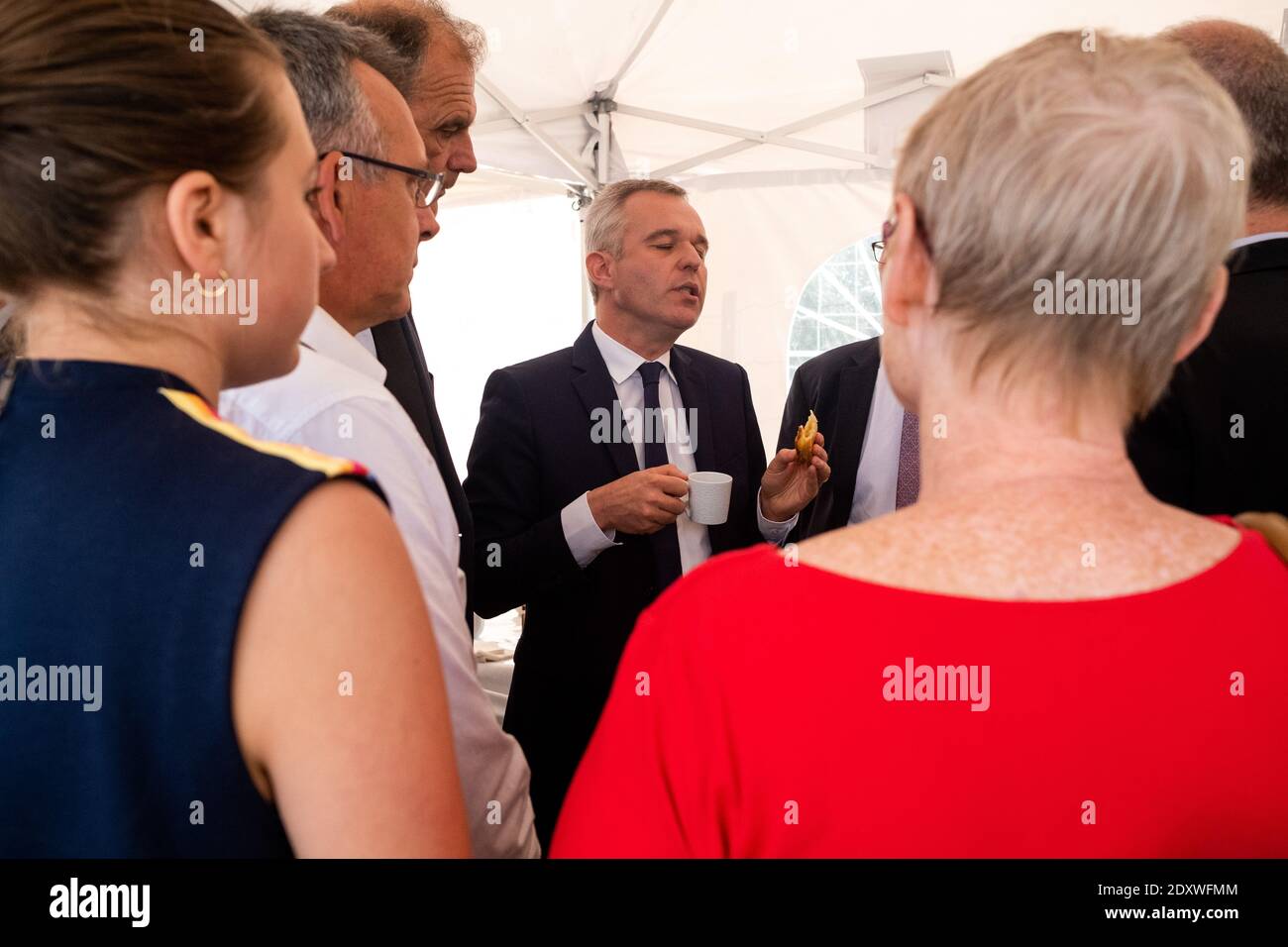 FRA - FRANCOIS DE RUGY EN BRETAGNE François de Rugy, Ministre d’État, Ministre de la Transition écologique et solidaire, inure et visite la Central Stockfoto