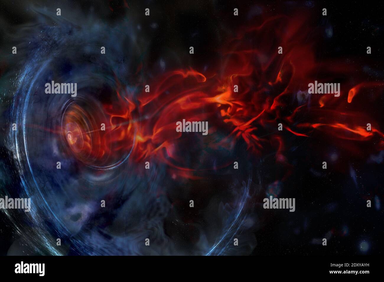 Abstrakter Raum Tapete. Schwarzes Loch mit Flare im Weltraum. Elemente dieses Bildes, die von der NASA eingerichtet wurden. Stockfoto