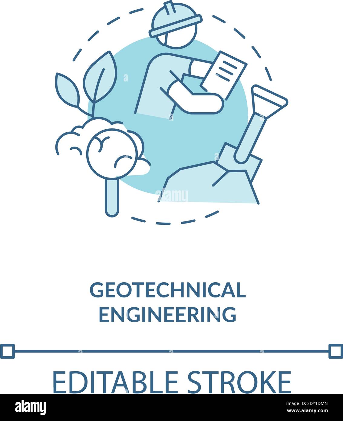 Geotechnische Technik türkis Konzept Symbol Stock Vektor