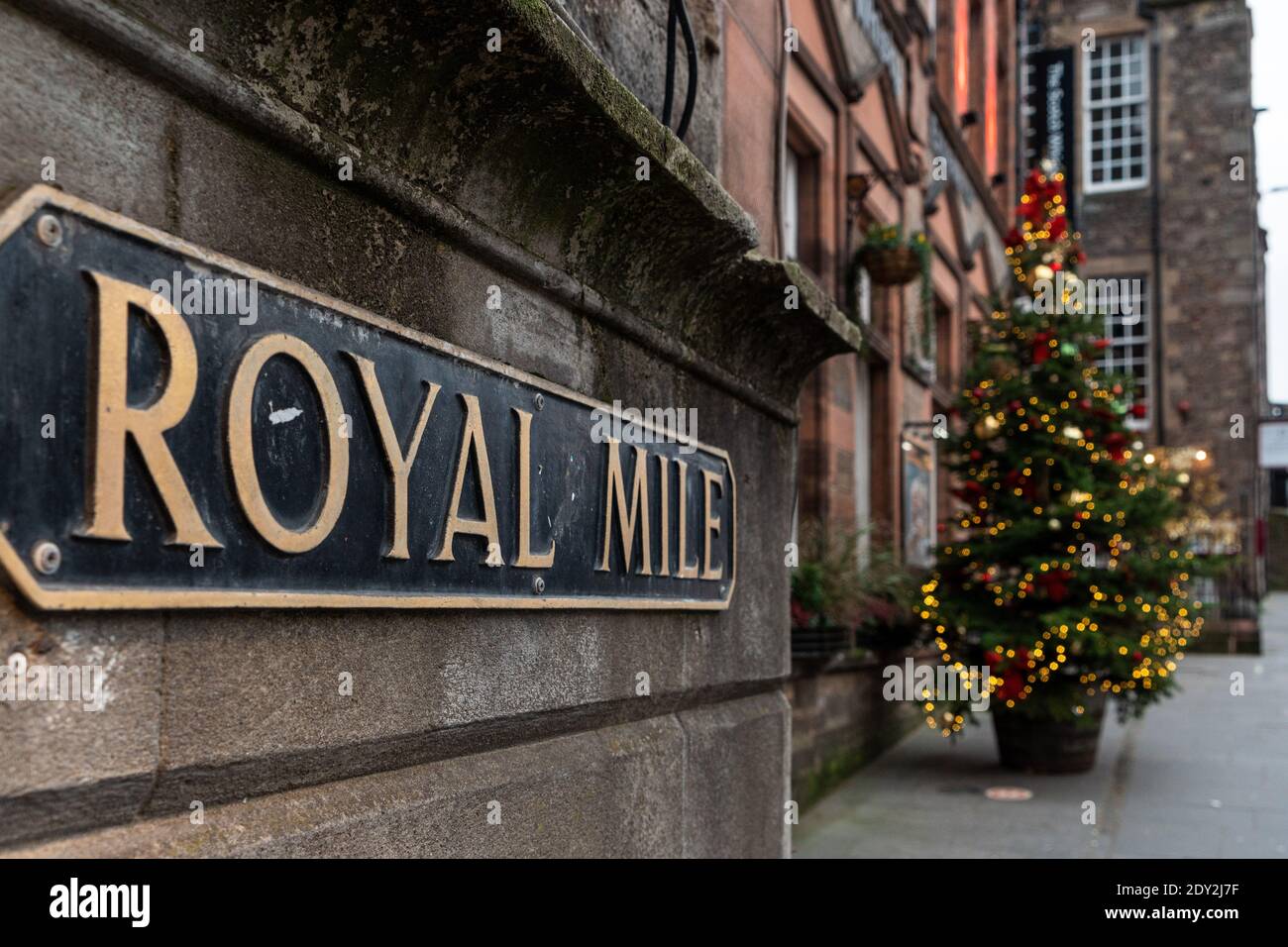 Royal Mile Schild, Edinburgh, Schottland Stockfoto