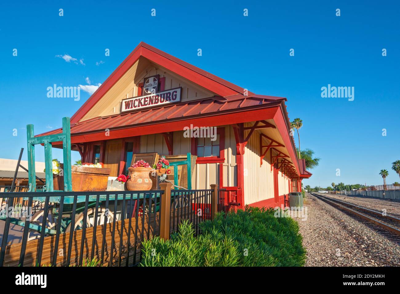 Arizona, Wickenburg, Train Depot erbaut 1895, jetzt das Besucherzentrum der Stadt Stockfoto