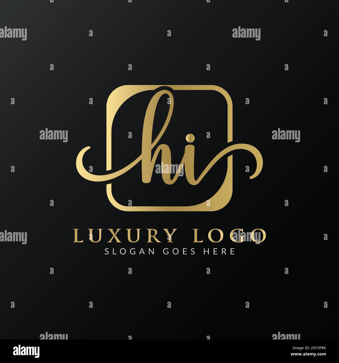 HI Logo Design Vektor-Vorlage. Anfänglicher Luxusbuchstabe HI Vektorgrafik Stock Vektor