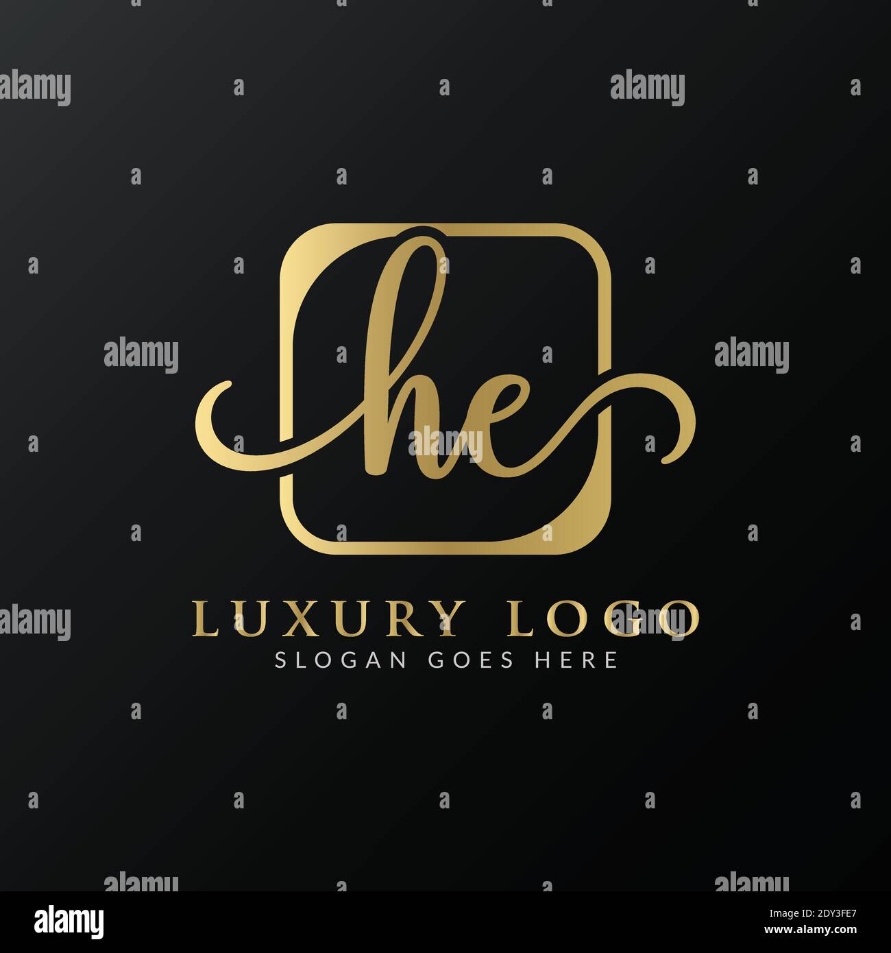 HE Logo Design Vektor Vorlage. Anfänglicher Luxusbrief HE Vektorgrafik Stock Vektor