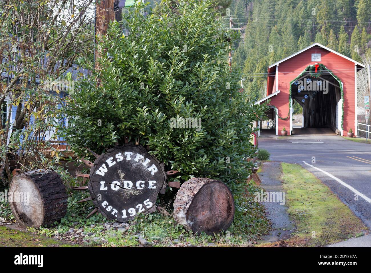 Die Westfir Lodge in Westfir, Oregon, USA. Stockfoto