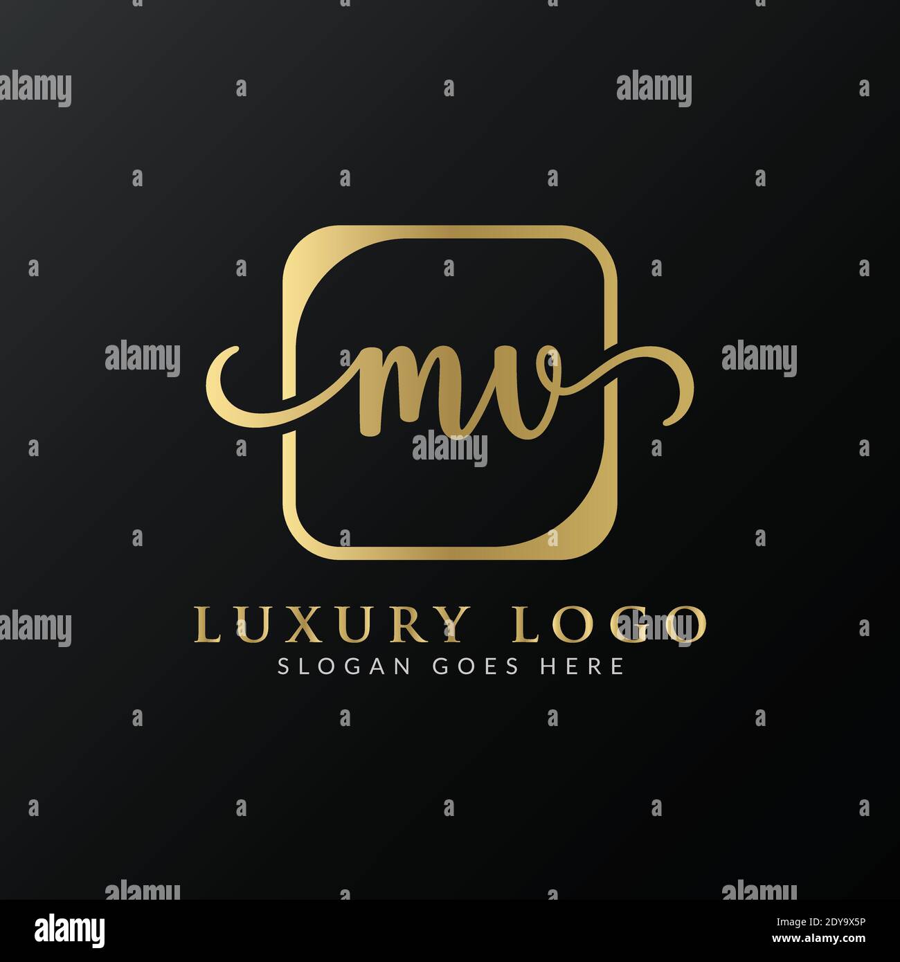 Initial MV Letter Logo Design Vektor-Vorlage. Luxus Buchstabe MV Logo Design Stock Vektor