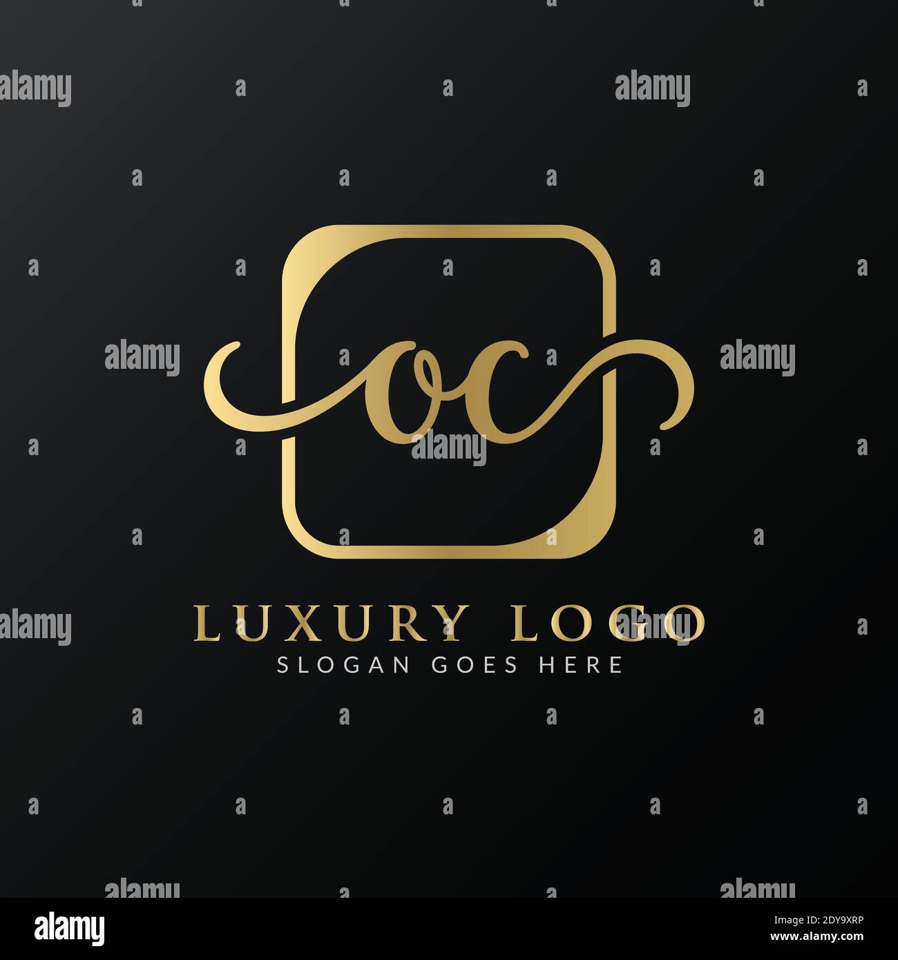 Initial Simple Letter OC Logo Design Vektor-Vorlage. Abstraktes Luxus OC Letter Logo Design Stock Vektor