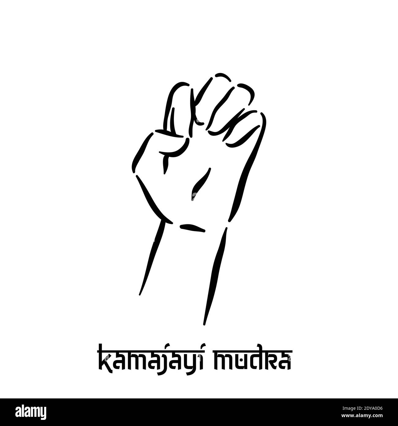 Kamajayi mudra. Hand Spiritualität hindu Yoga der Finger Geste. Technik der Meditation für die geistige Gesundheit. Stock Vektor