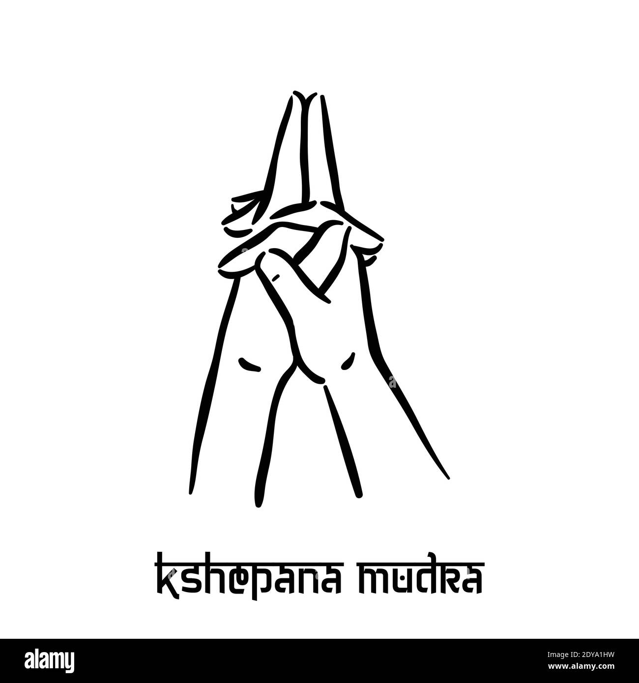 Kshepana mudra. Hand Spiritualität hindu Yoga der Finger Geste. Technik der Meditation für die geistige Gesundheit. Stock Vektor