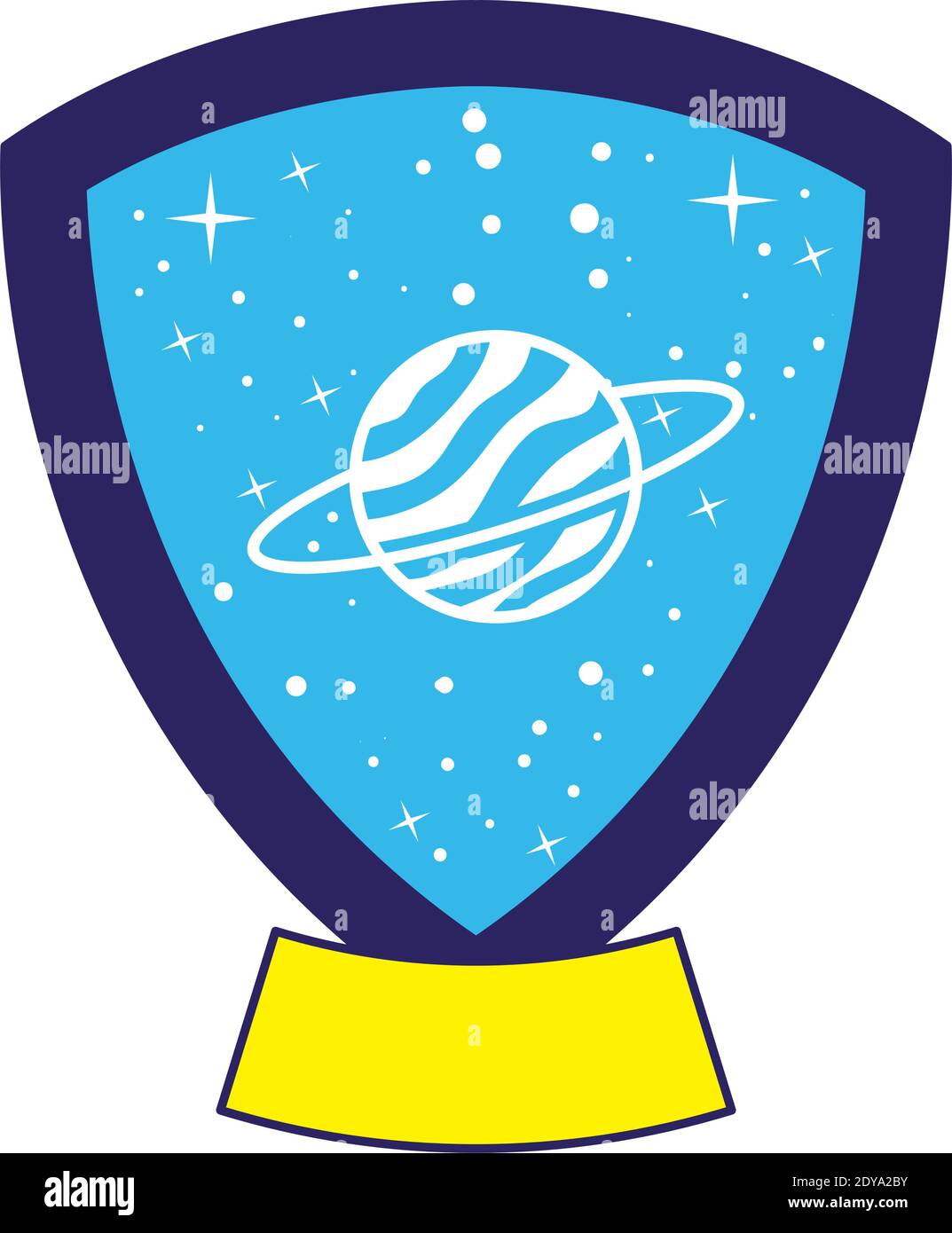 Emblem mit saturn in ihm über einem weißen Hintergrund Stock Vektor