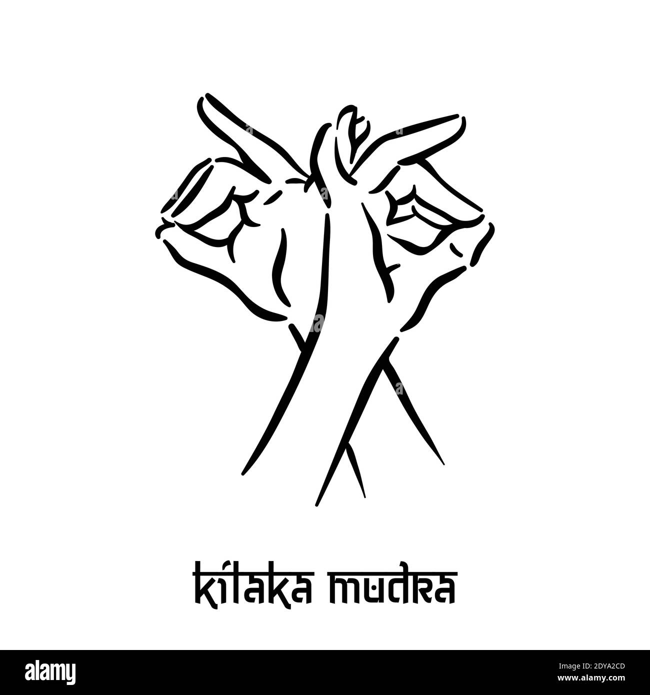 Kilaka Mudra. Hand Spiritualität hindu Yoga der Finger Geste. Technik der Meditation für die geistige Gesundheit. Stock Vektor