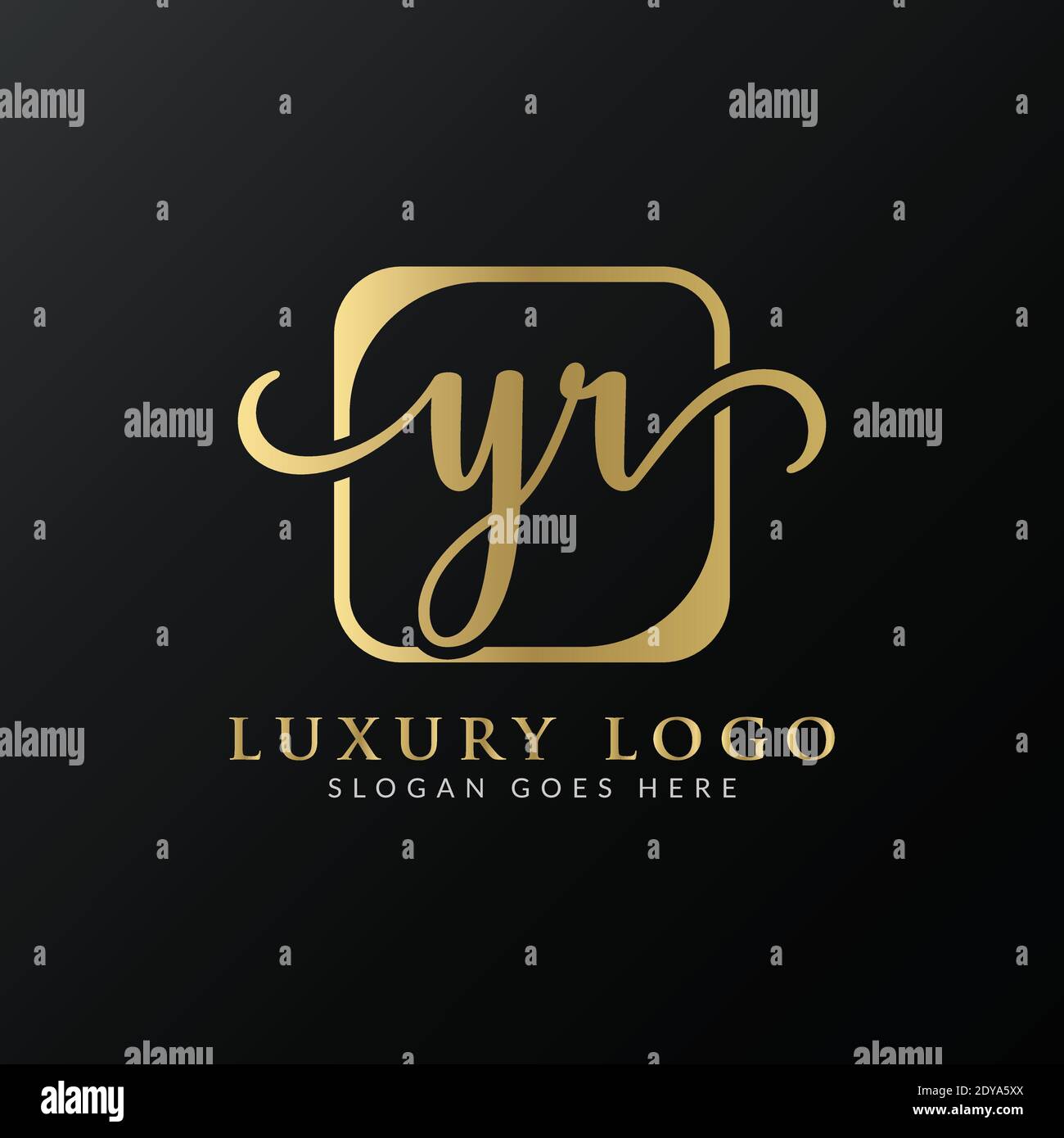 YR Logo Design Vektor Vorlage. Anfänglicher Luxusbuchstabe YR Vektorgrafik Stock Vektor
