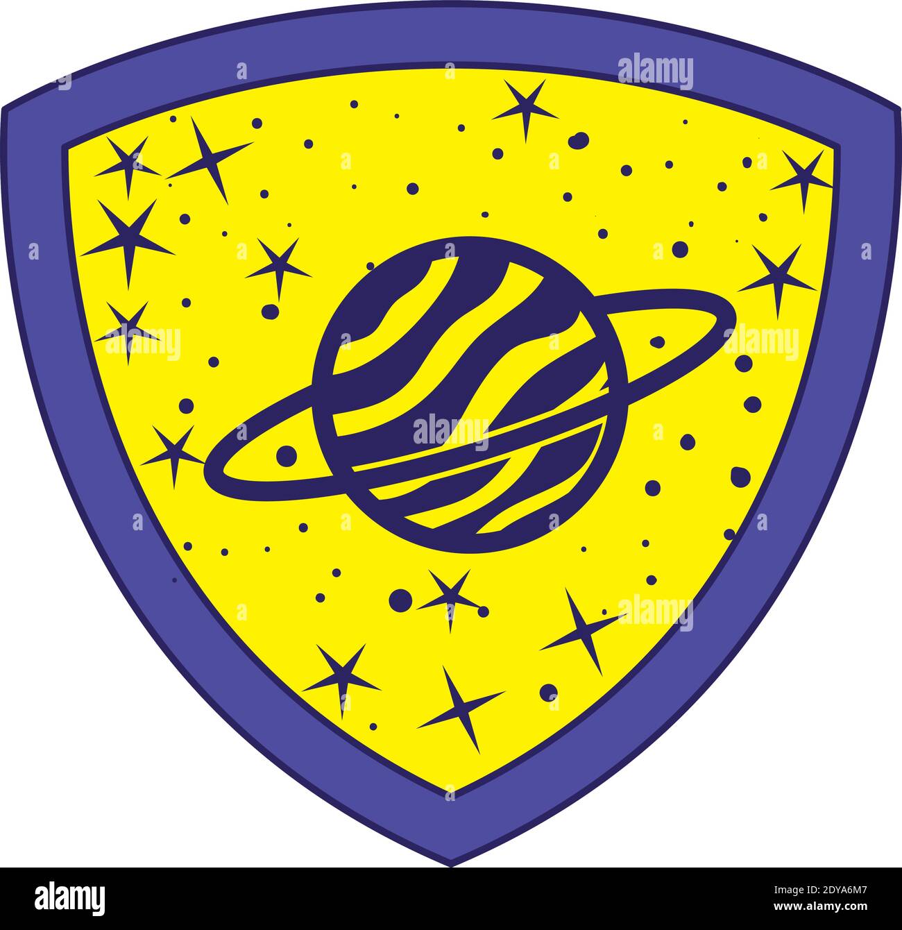 Abzeichen mit saturn in ihm auf weißem Hintergrund Stock Vektor Abzeichen mit saturn in ihm auf weißem Hintergrund Stock Vektor