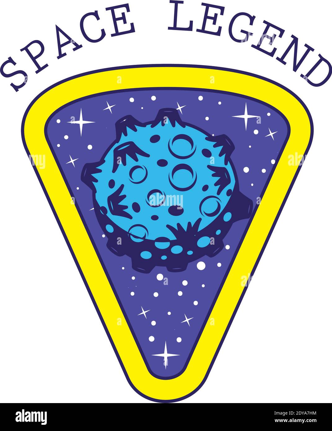 Abzeichen mit einem blauen Asteroiden in ihm und Raum leyend Beschriftung Stock Vektor Abzeichen mit einem blauen Asteroiden in ihm und Raum leyend Beschriftung Stock Vektor