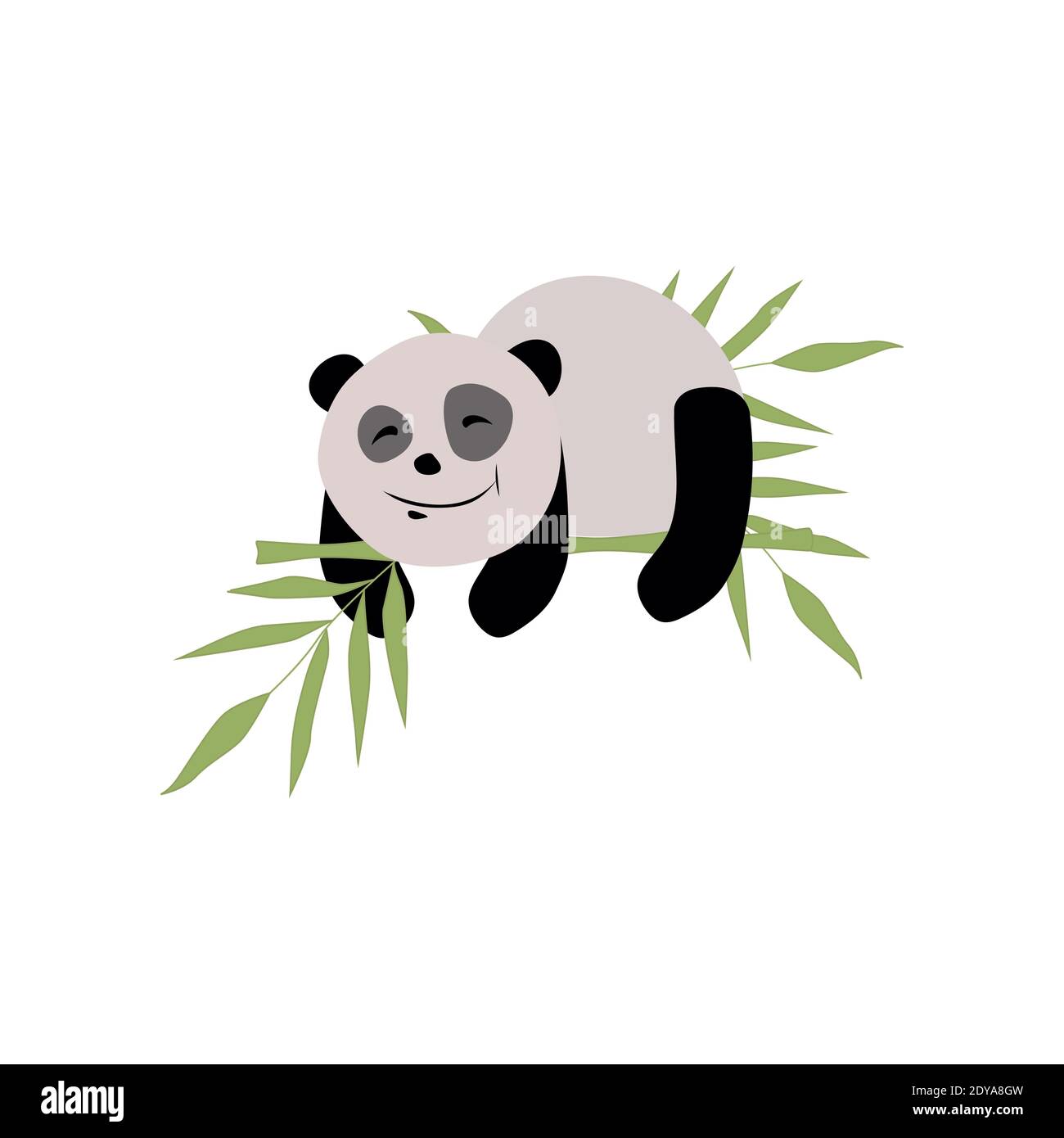 Panda. Ein isolierter Panda schläft in einem Baum. Niedliche Cartoon-Charakter-Ikone eines Säugetierbären. Stock Vektor