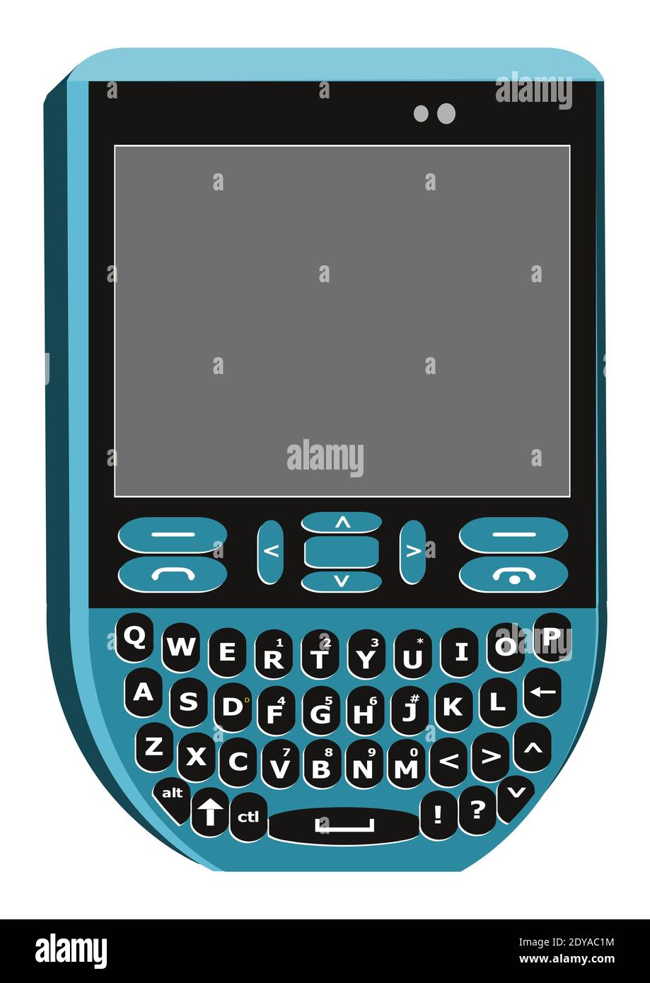 QWERTY Tastatur Mobiltelefon, Vektor-Clip Art. Isoliert Himmel blau  Handy-Symbol auf weißem Hintergrund Stock-Vektorgrafik - Alamy