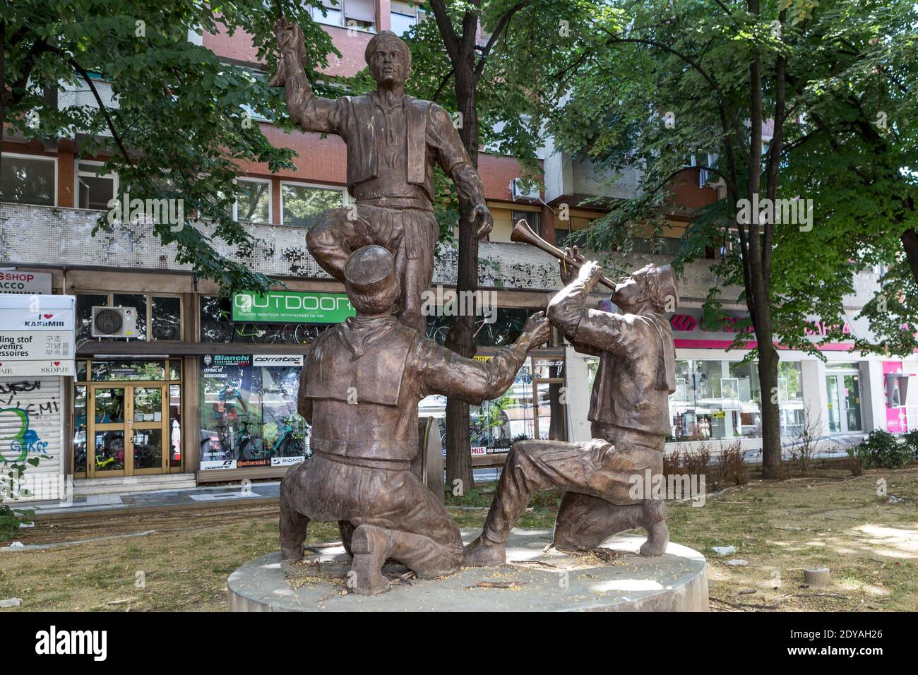 Denkmal des traditionellen mazedonischen Volkstanzes, Skopje, Mazedonien (FYROM), Republik Nordmakedonien Stockfoto