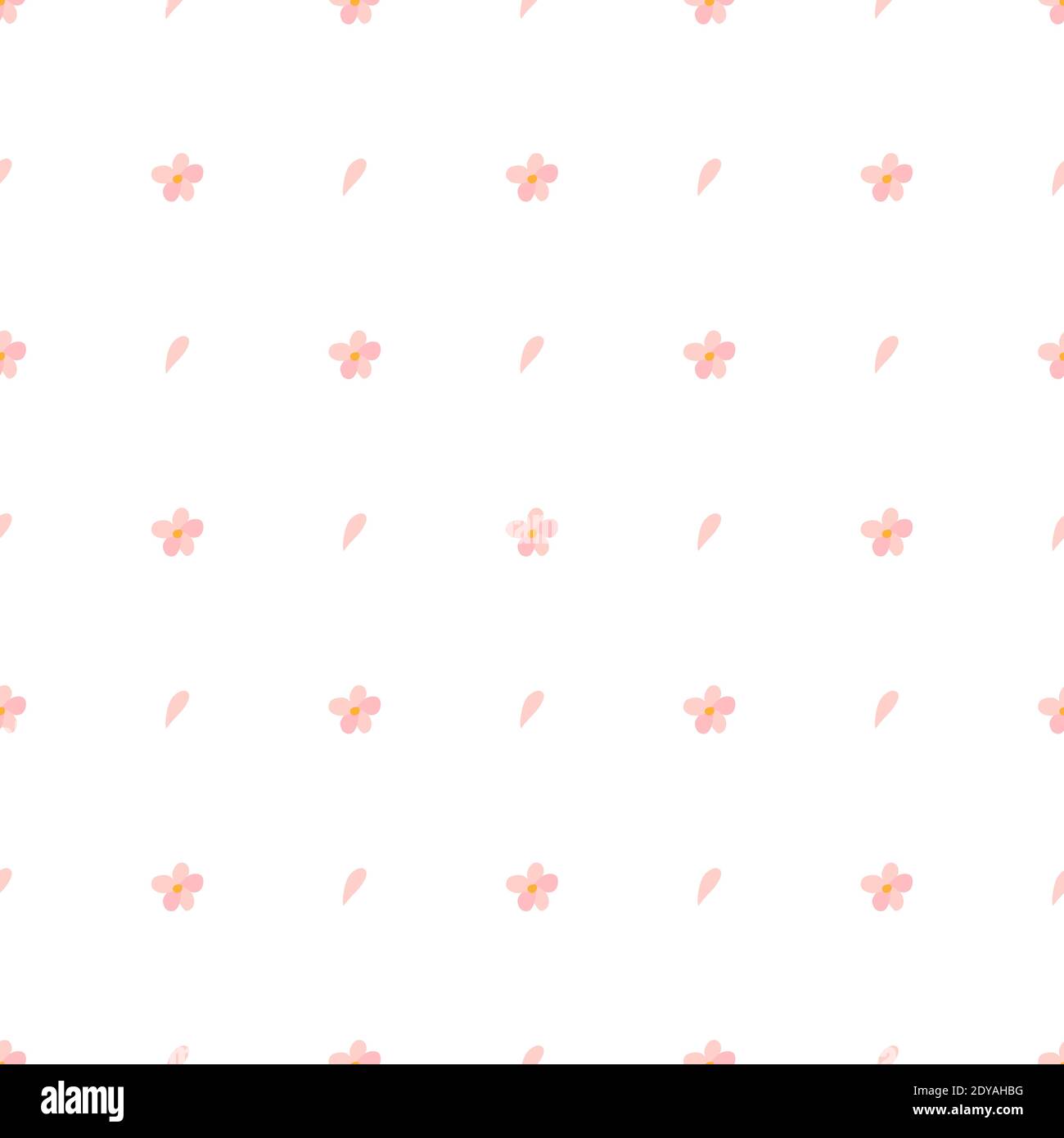 Vektor Natur Grafik Hintergrund mit kirschrosa Blütenblatt und Blüte. Nahtloses Blumenmuster. Textilverzierung. Stock Vektor