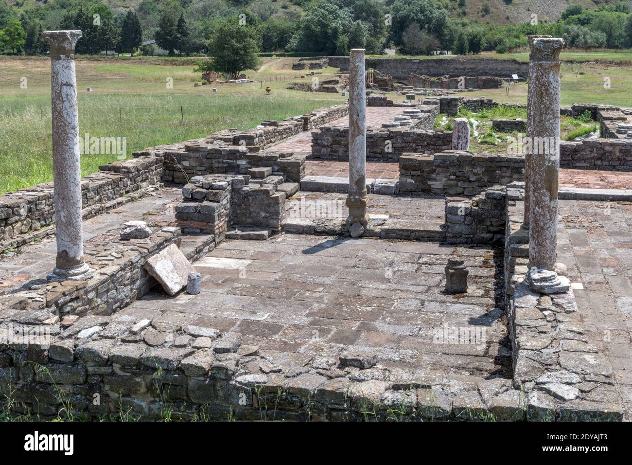 4. Bis 6. Jahrhundert u.Z. christliche Kirche auf Resten einer jüdischen Synagoge aus dem 2. Bis 3. Jahrhundert, Stobi, archäologische Ruinen der römischen Stadt, Mazedonien (FYROM Stockfoto