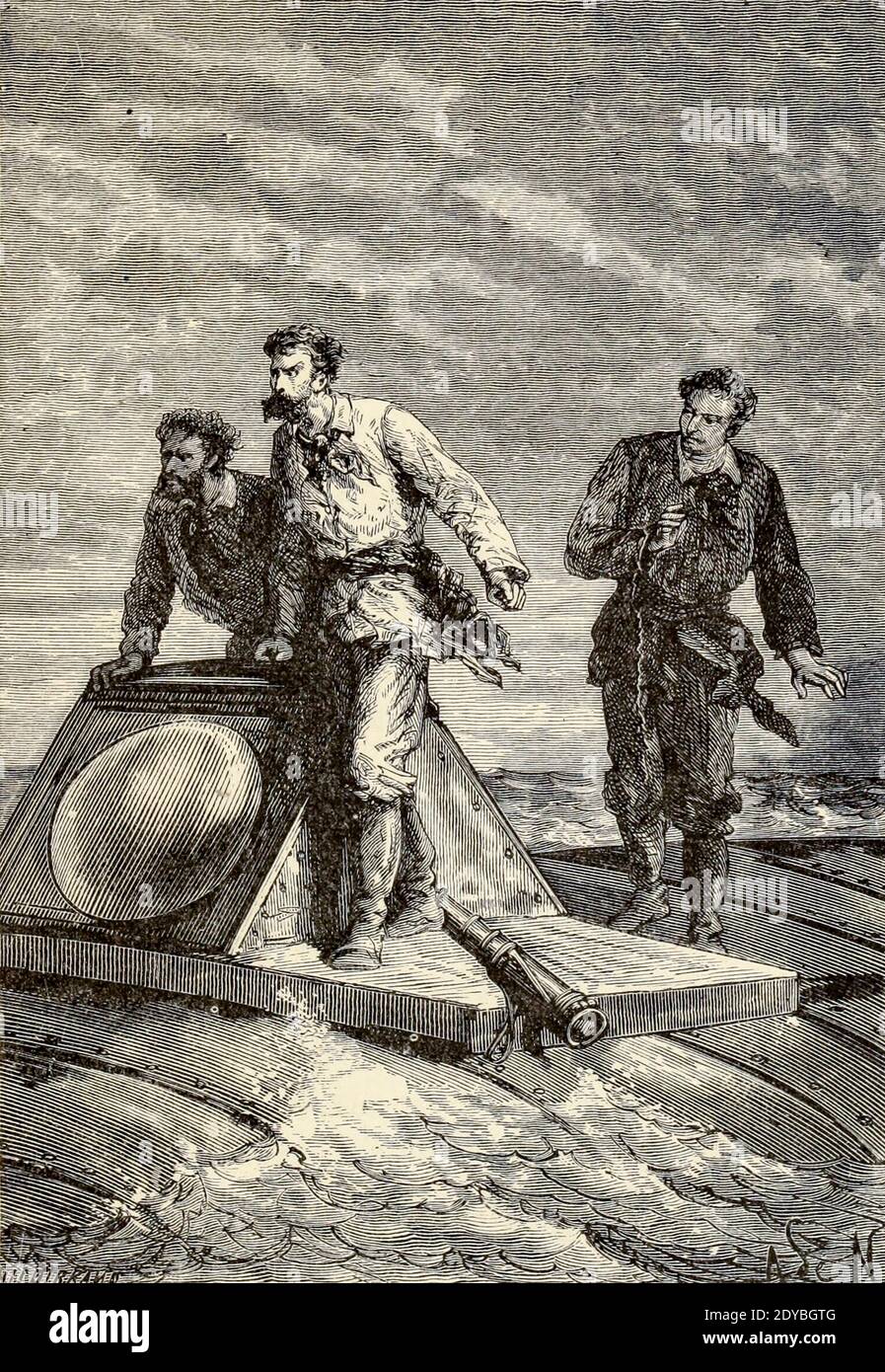 Sein Auge wurde ständig auf den undurchdringlichen Punkt des Horizonts aus dem Buch zwanzig tausend Meilen unter den Meeren fixiert, oder, die wunderbaren und spannenden Abenteuer von Pierre Aronnax, Conseil sein Diener, und Ned Land, ein kanadischer Harpooner von Verne, Jules, 1828-1905 Veröffentlicht in Boston von J.R. Osgood im Jahr 1875 Stockfoto