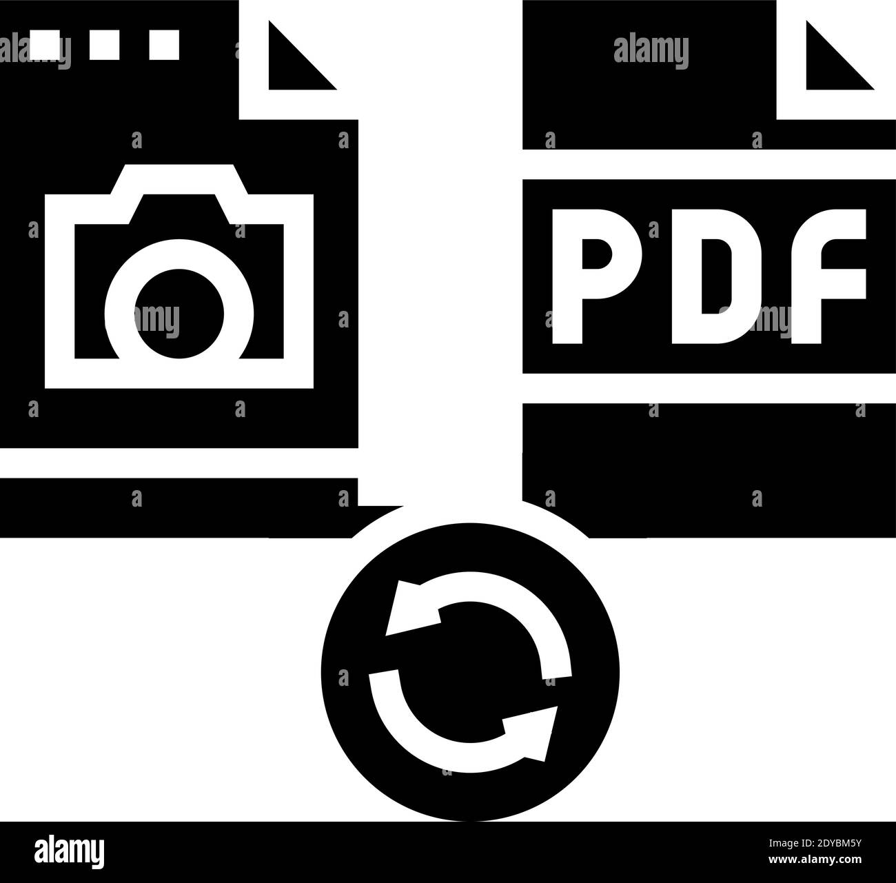 Konvertieren Foto In PDF Datei Glyphe Symbol Vektor Illustration Stock