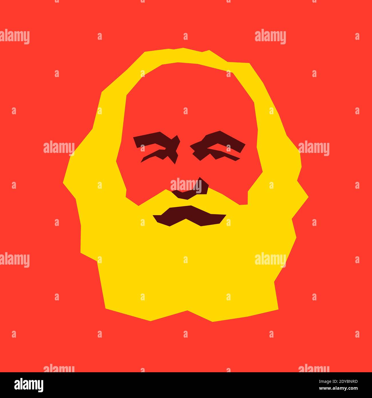 12. April 2019: Porträt von Karl Marx - sozialistischer und kommunistischer Denker des Sozialismus und Kommunismus. Gaphischer Stil der Schablonenkunst Stockfoto