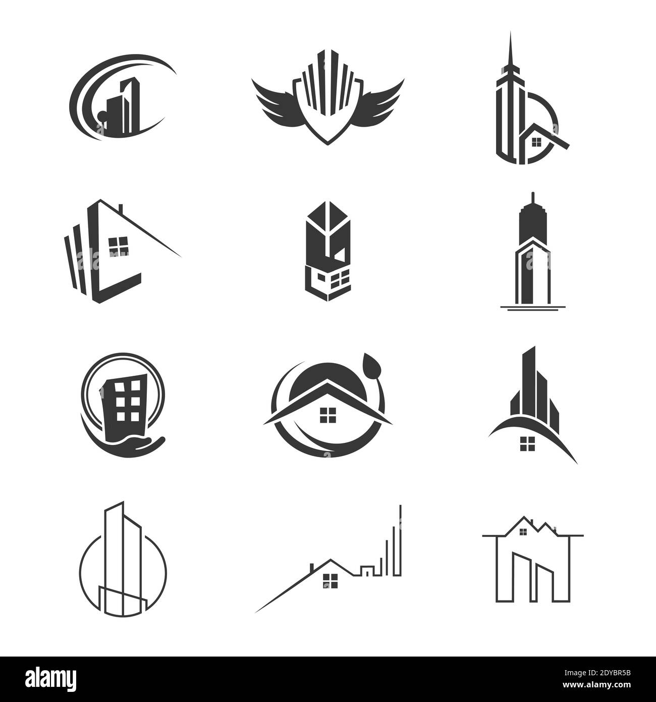 Professional Real Estate Logo Icon Template Bundle Für Unternehmen Oder Unternehmen Stock Vektor